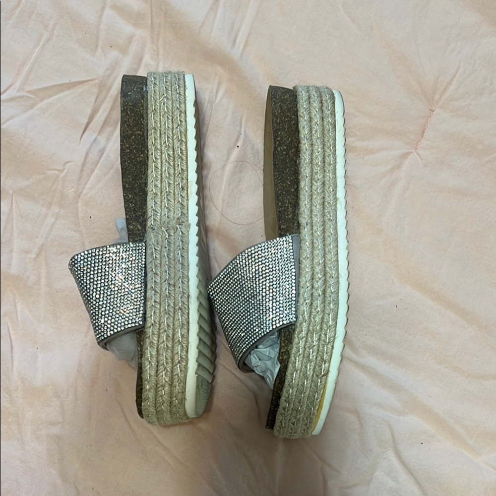 Bella Marie Silver Women's Slide Sandals - Picture 2 of 5